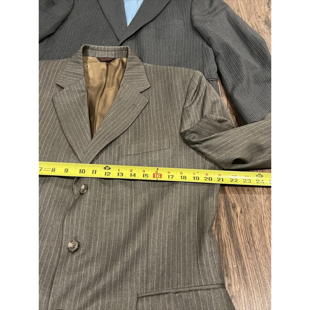 Lot 2 Etienne Aigner Mens Blazer Coat Size 40R 100% Pure Wool Pin Gray And Brown